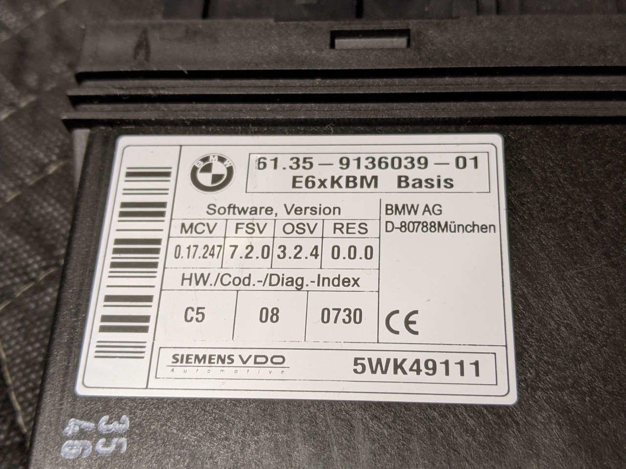 BMW E64 M6 Body Control Module VDO 61359136039 - Image 5